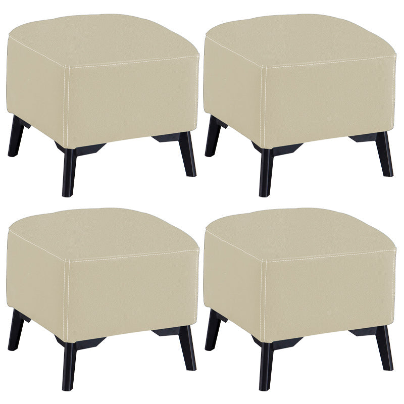 Contemporary Plain Chair Ottoman Plain Cotton Tufted Footstool Ottoman Off-White 4 Piece Set No Clearhalo 'furn' 'furn_ottomans_poufs' 'Furniture' 'Living Room Furniture' 'Ottomans & Poufs' 'ottomans_poufs' 5771241