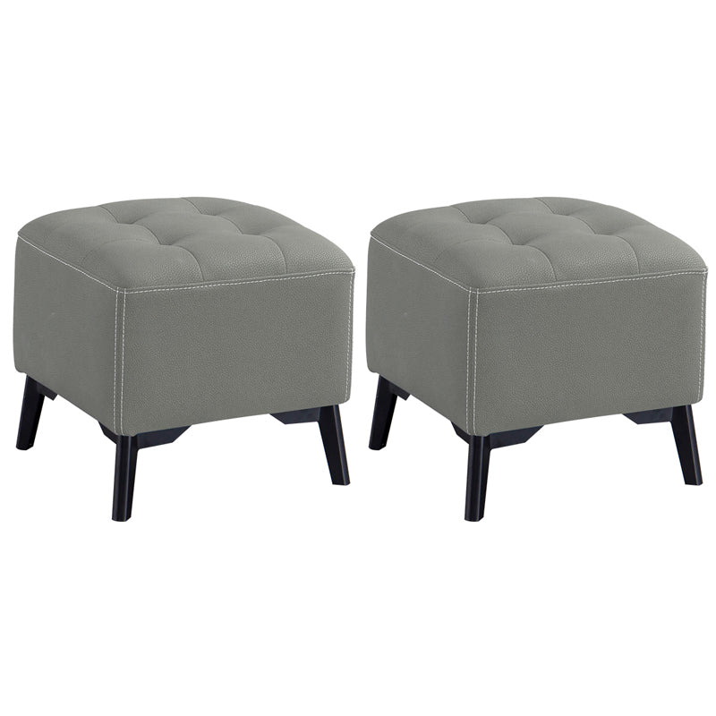 Contemporary Plain Chair Ottoman Plain Cotton Tufted Footstool Ottoman Light Gray 2 Piece Set Yes Clearhalo 'furn' 'furn_ottomans_poufs' 'Furniture' 'Living Room Furniture' 'Ottomans & Poufs' 'ottomans_poufs' 5771243