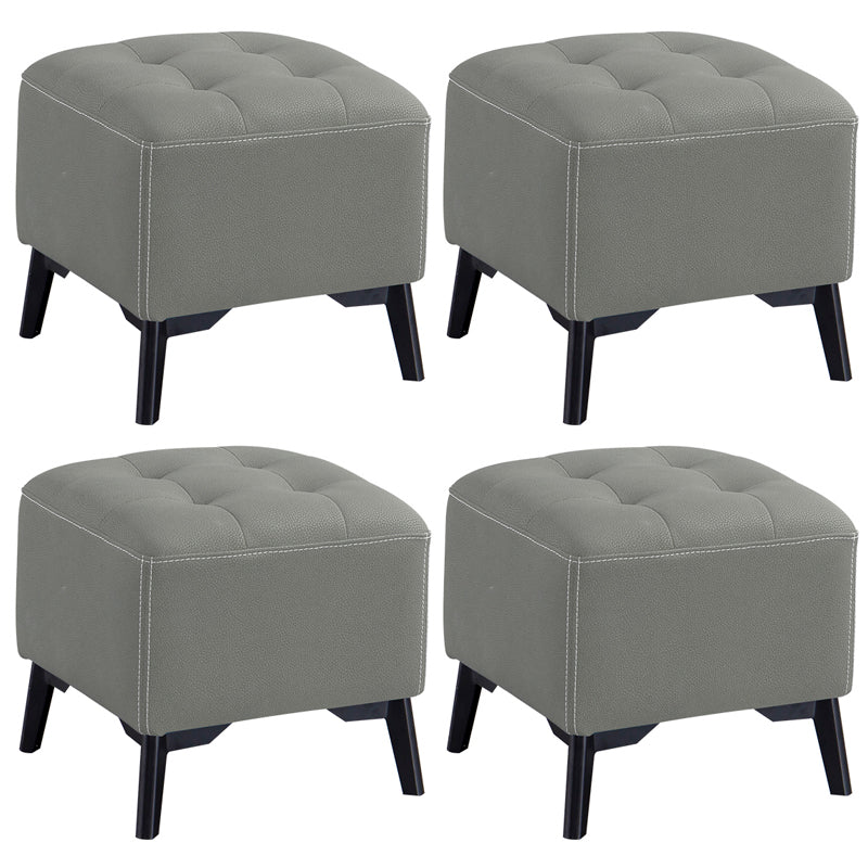 Contemporary Plain Chair Ottoman Plain Cotton Tufted Footstool Ottoman Light Gray 4 Piece Set Yes Clearhalo 'furn' 'furn_ottomans_poufs' 'Furniture' 'Living Room Furniture' 'Ottomans & Poufs' 'ottomans_poufs' 5771244