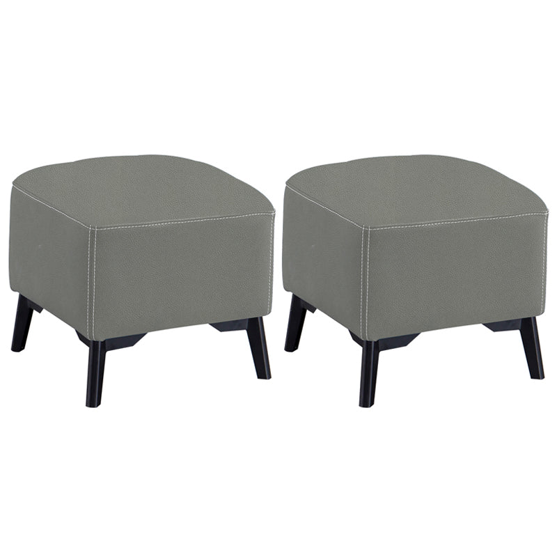 Contemporary Plain Chair Ottoman Plain Cotton Tufted Footstool Ottoman Light Gray 2 Piece Set No Clearhalo 'furn' 'furn_ottomans_poufs' 'Furniture' 'Living Room Furniture' 'Ottomans & Poufs' 'ottomans_poufs' 5771246