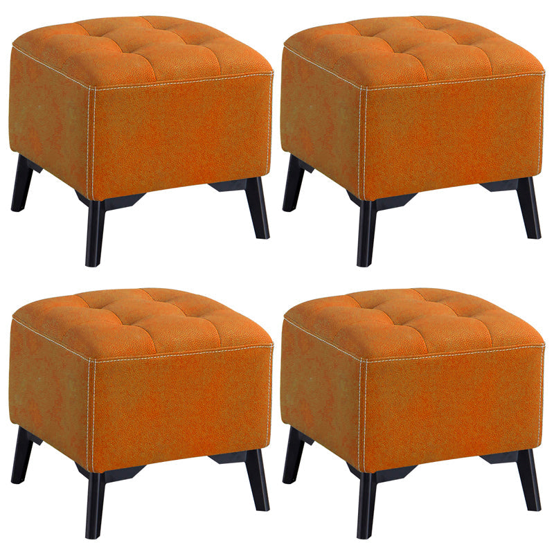 Contemporary Plain Chair Ottoman Plain Cotton Tufted Footstool Ottoman Orange 4 Piece Set Yes Clearhalo 'furn' 'furn_ottomans_poufs' 'Furniture' 'Living Room Furniture' 'Ottomans & Poufs' 'ottomans_poufs' 5771250
