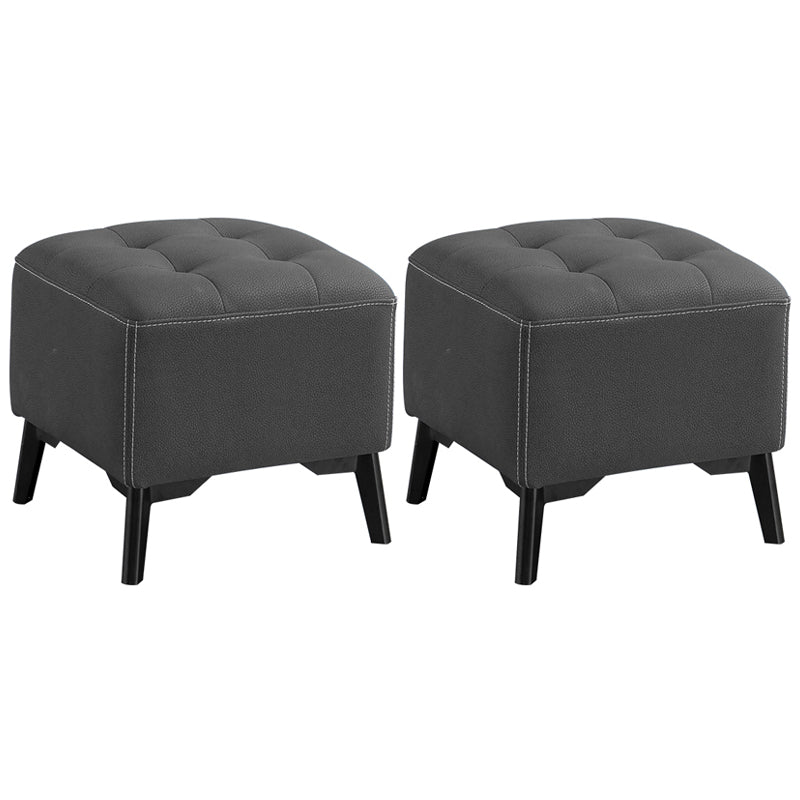 Contemporary Plain Chair Ottoman Plain Cotton Tufted Footstool Ottoman Dark Gray 2 Piece Set Yes Clearhalo 'furn' 'furn_ottomans_poufs' 'Furniture' 'Living Room Furniture' 'Ottomans & Poufs' 'ottomans_poufs' 5771255