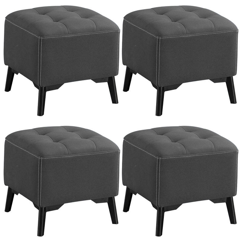 Contemporary Plain Chair Ottoman Plain Cotton Tufted Footstool Ottoman Dark Gray 4 Piece Set Yes Clearhalo 'furn' 'furn_ottomans_poufs' 'Furniture' 'Living Room Furniture' 'Ottomans & Poufs' 'ottomans_poufs' 5771256