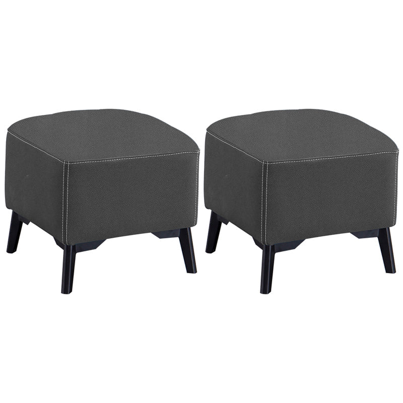 Contemporary Plain Chair Ottoman Plain Cotton Tufted Footstool Ottoman Dark Gray 2 Piece Set No Clearhalo 'furn' 'furn_ottomans_poufs' 'Furniture' 'Living Room Furniture' 'Ottomans & Poufs' 'ottomans_poufs' 5771258