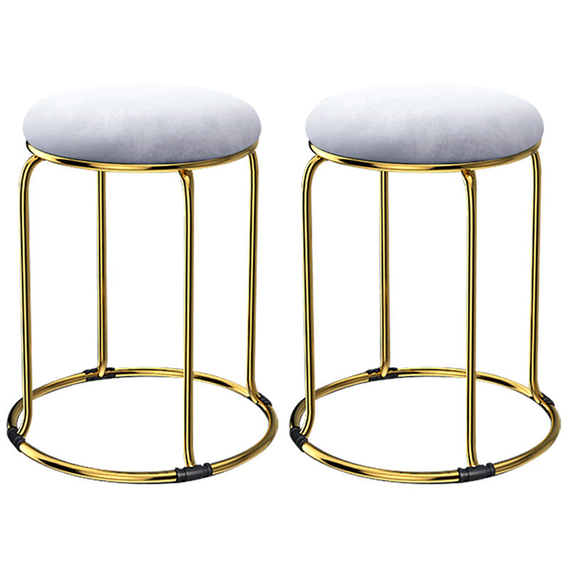 Glam Mental Leg Solid Ottoman Velvet Standard Fade Resistant Solid Color Round Ottoman Grey 2 Piece Set Clearhalo 'furn' 'furn_ottomans_poufs' 'Furniture' 'Living Room Furniture' 'Ottomans & Poufs' 'ottomans_poufs' 5771265