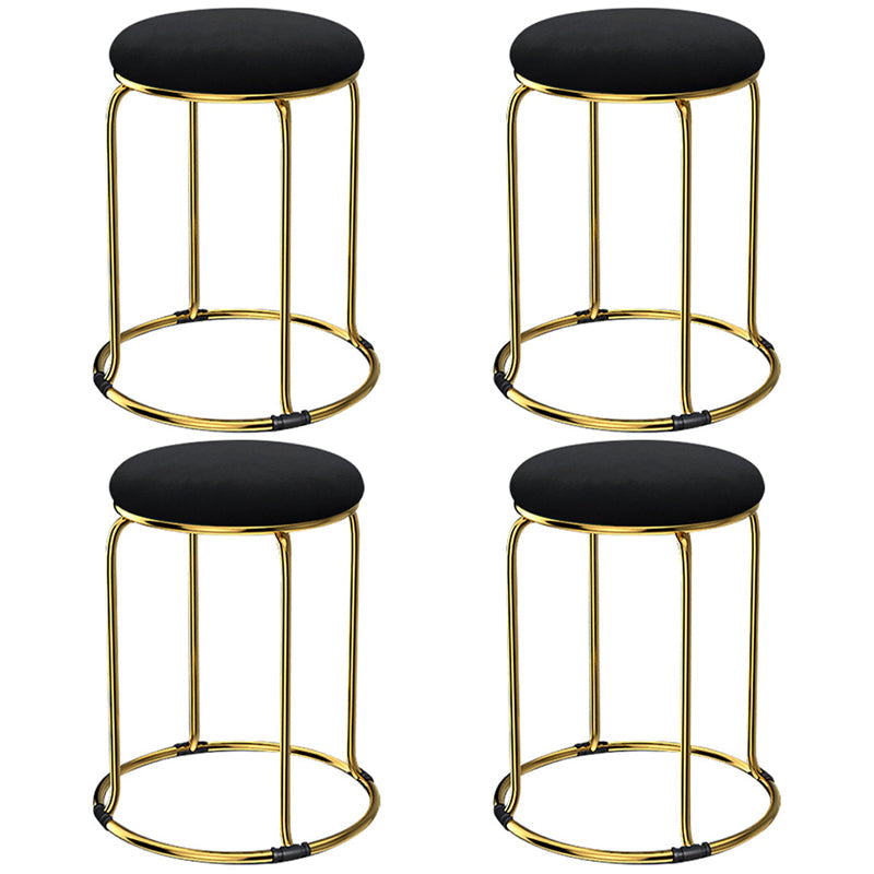 Glam Mental Leg Solid Ottoman Velvet Standard Fade Resistant Solid Color Round Ottoman Black 4 Piece Set Clearhalo 'furn' 'furn_ottomans_poufs' 'Furniture' 'Living Room Furniture' 'Ottomans & Poufs' 'ottomans_poufs' 5771281