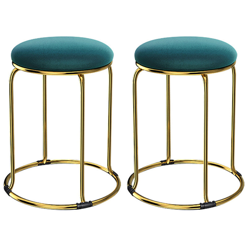 Glam Mental Leg Solid Ottoman Velvet Standard Fade Resistant Solid Color Round Ottoman Blackish Green 2 Piece Set Clearhalo 'furn' 'furn_ottomans_poufs' 'Furniture' 'Living Room Furniture' 'Ottomans & Poufs' 'ottomans_poufs' 5771283