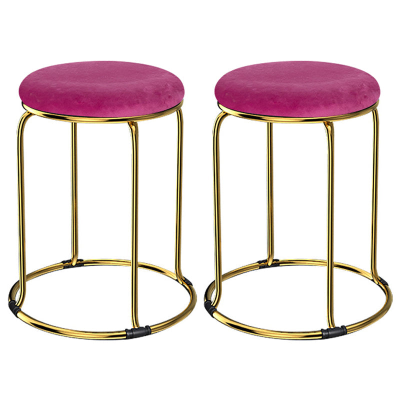 Glam Mental Leg Solid Ottoman Velvet Standard Fade Resistant Solid Color Round Ottoman Pink 2 Piece Set Clearhalo 'furn' 'furn_ottomans_poufs' 'Furniture' 'Living Room Furniture' 'Ottomans & Poufs' 'ottomans_poufs' 5771286