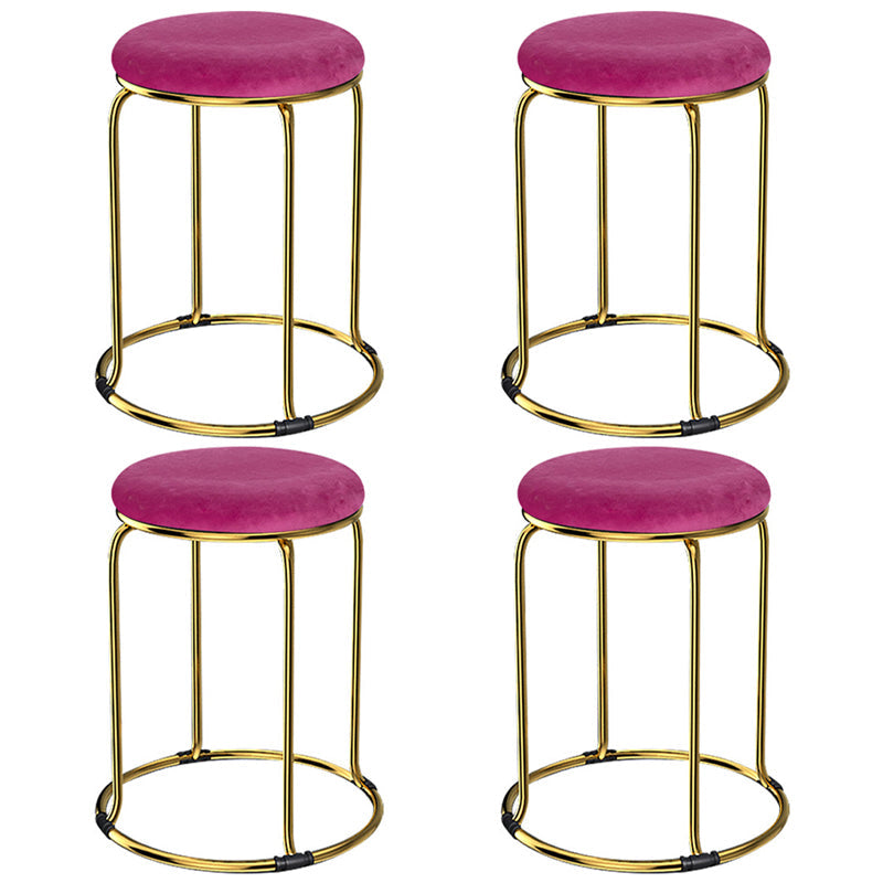 Glam Mental Leg Solid Ottoman Velvet Standard Fade Resistant Solid Color Round Ottoman Pink 4 Piece Set Clearhalo 'furn' 'furn_ottomans_poufs' 'Furniture' 'Living Room Furniture' 'Ottomans & Poufs' 'ottomans_poufs' 5771287