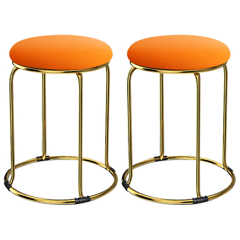 Glam Mental Leg Solid Ottoman Velvet Standard Fade Resistant Solid Color Round Ottoman Orange 2 Piece Set Clearhalo 'furn' 'furn_ottomans_poufs' 'Furniture' 'Living Room Furniture' 'Ottomans & Poufs' 'ottomans_poufs' 5771289