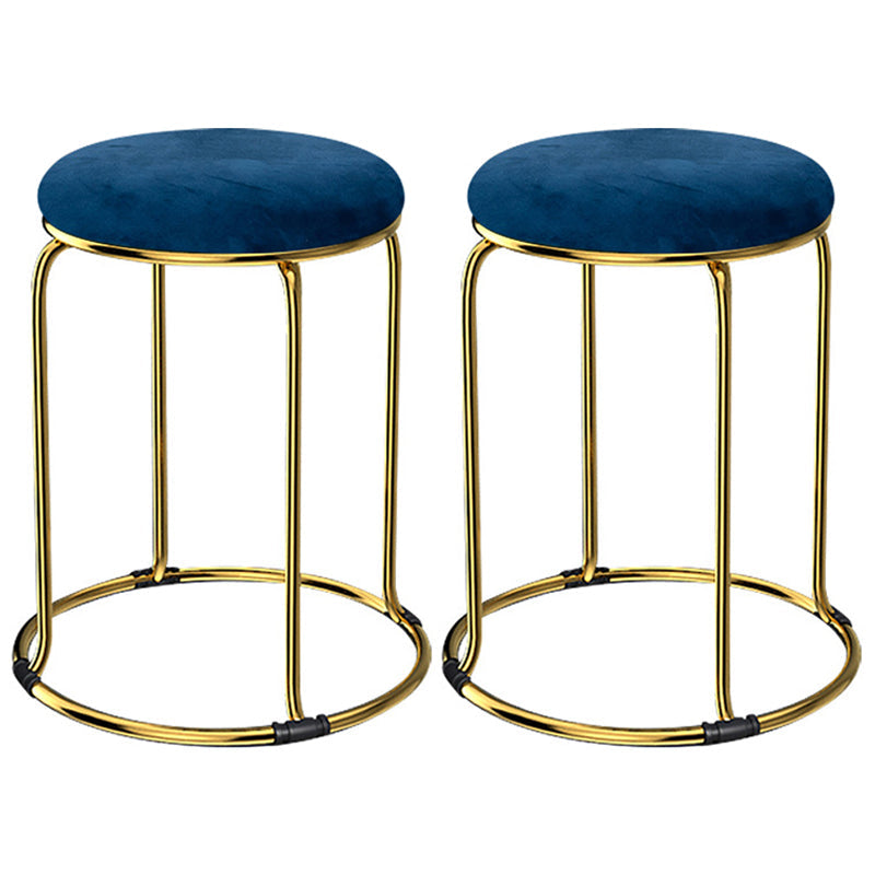 Glam Mental Leg Solid Ottoman Velvet Standard Fade Resistant Solid Color Round Ottoman Dark Blue 2 Piece Set Clearhalo 'furn' 'furn_ottomans_poufs' 'Furniture' 'Living Room Furniture' 'Ottomans & Poufs' 'ottomans_poufs' 5771295
