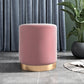Glam Velvet Pouf Chair Plain Cylinder Shape Metal Frame Water Resistant Ottoman Footrest Pink 1 Piece Clearhalo 'furn' 'furn_ottomans_poufs' 'Furniture' 'Living Room Furniture' 'Ottomans & Poufs' 'ottomans_poufs' 5771298