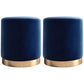 Glam Velvet Pouf Chair Plain Cylinder Shape Metal Frame Water Resistant Ottoman Footrest Dark Blue 2 Piece Set Clearhalo 'furn' 'furn_ottomans_poufs' 'Furniture' 'Living Room Furniture' 'Ottomans & Poufs' 'ottomans_poufs' 5771303