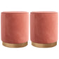 Glam Velvet Pouf Chair Plain Cylinder Shape Metal Frame Water Resistant Ottoman Footrest Coral 2 Piece Set Clearhalo 'furn' 'furn_ottomans_poufs' 'Furniture' 'Living Room Furniture' 'Ottomans & Poufs' 'ottomans_poufs' 5771306