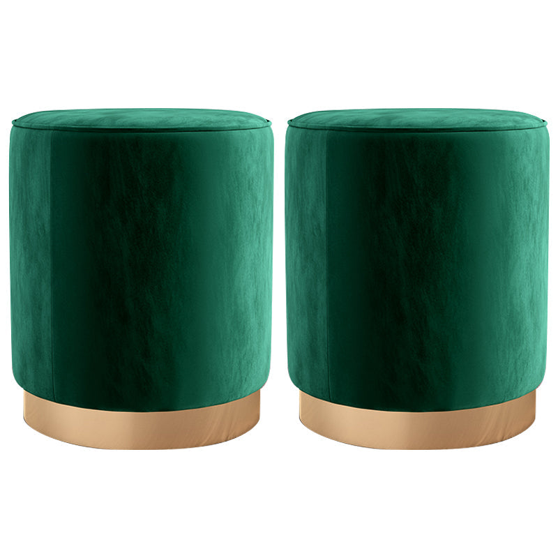 Glam Velvet Pouf Chair Plain Cylinder Shape Metal Frame Water Resistant Ottoman Footrest Blackish Green 2 Piece Set Clearhalo 'furn' 'furn_ottomans_poufs' 'Furniture' 'Living Room Furniture' 'Ottomans & Poufs' 'ottomans_poufs' 5771310