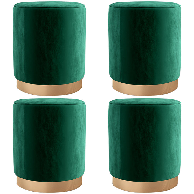 Glam Velvet Pouf Chair Plain Cylinder Shape Metal Frame Water Resistant Ottoman Footrest Blackish Green 4 Piece Set Clearhalo 'furn' 'furn_ottomans_poufs' 'Furniture' 'Living Room Furniture' 'Ottomans & Poufs' 'ottomans_poufs' 5771312