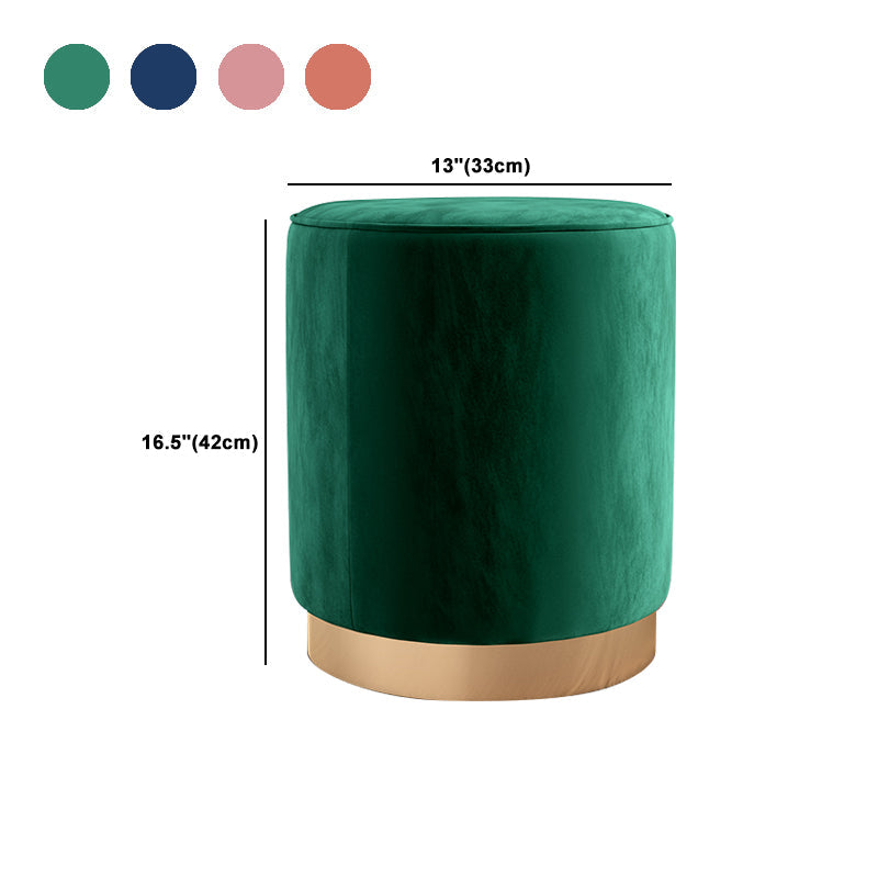 Glam Velvet Pouf Chair Plain Cylinder Shape Metal Frame Water Resistant Ottoman Footrest Clearhalo 'furn' 'furn_ottomans_poufs' 'Furniture' 'Living Room Furniture' 'Ottomans & Poufs' 'ottomans_poufs' 5771314