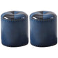 Modern Round Ottoman Color Block Leather Round Ottoman With Nailhead Trim Blue 2 Piece Set Clearhalo 'furn' 'furn_ottomans_poufs' 'Furniture' 'Living Room Furniture' 'Ottomans & Poufs' 'ottomans_poufs' 5771318