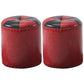 Modern Round Ottoman Color Block Leather Round Ottoman With Nailhead Trim Red 2 Piece Set Clearhalo 'furn' 'furn_ottomans_poufs' 'Furniture' 'Living Room Furniture' 'Ottomans & Poufs' 'ottomans_poufs' 5771329