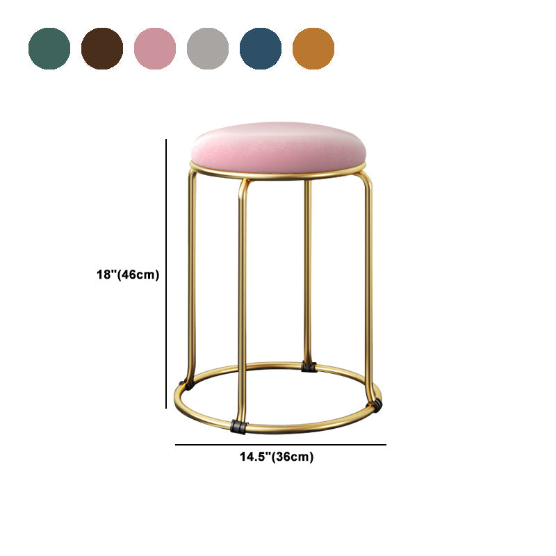 Ottoman Round Glam Pure Color Velvet Tear Resistant Standard Ottoman