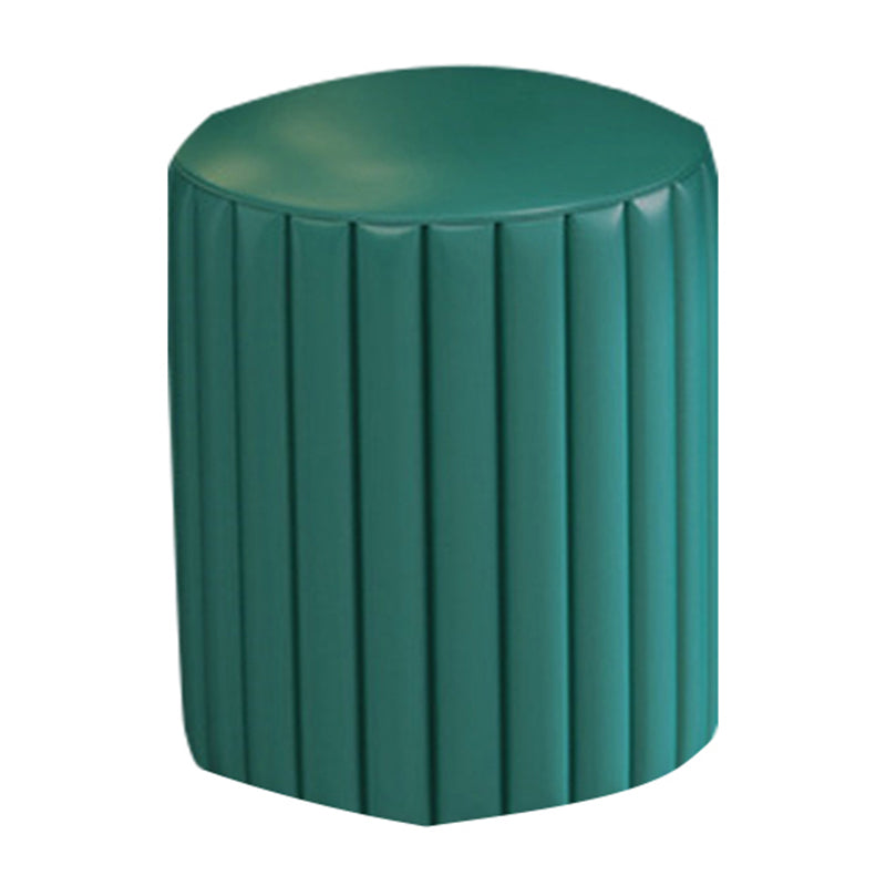 Contemporary Pouf Ottoman Faux Leather Upholstered Solid Wood Frame Round Ottoman 13"L x 13"W x 14"H Blackish Green 1 Piece Clearhalo 'furn' 'furn_ottomans_poufs' 'Furniture' 'Living Room Furniture' 'Ottomans & Poufs' 'ottomans_poufs' 5771476