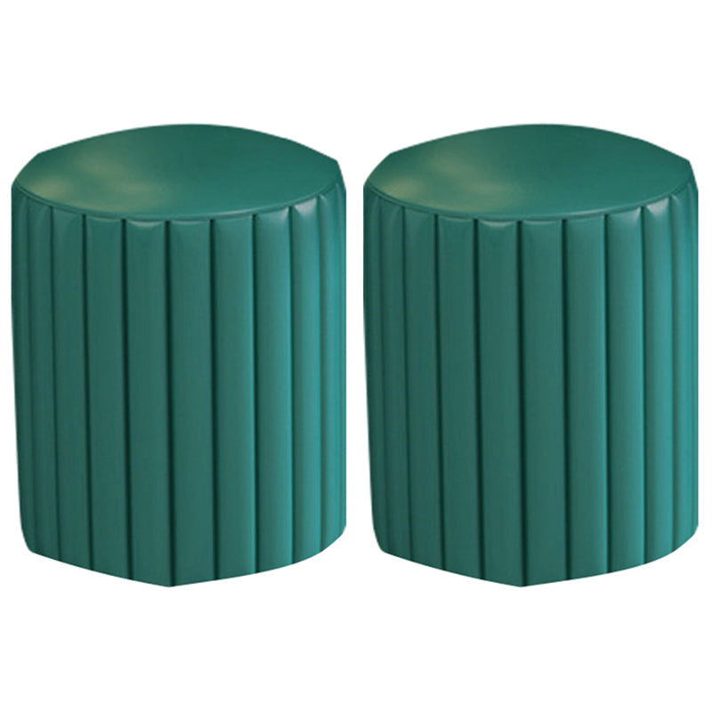 Contemporary Pouf Ottoman Faux Leather Upholstered Solid Wood Frame Round Ottoman 13"L x 13"W x 14"H Blackish Green 2 Piece Set Clearhalo 'furn' 'furn_ottomans_poufs' 'Furniture' 'Living Room Furniture' 'Ottomans & Poufs' 'ottomans_poufs' 5771478