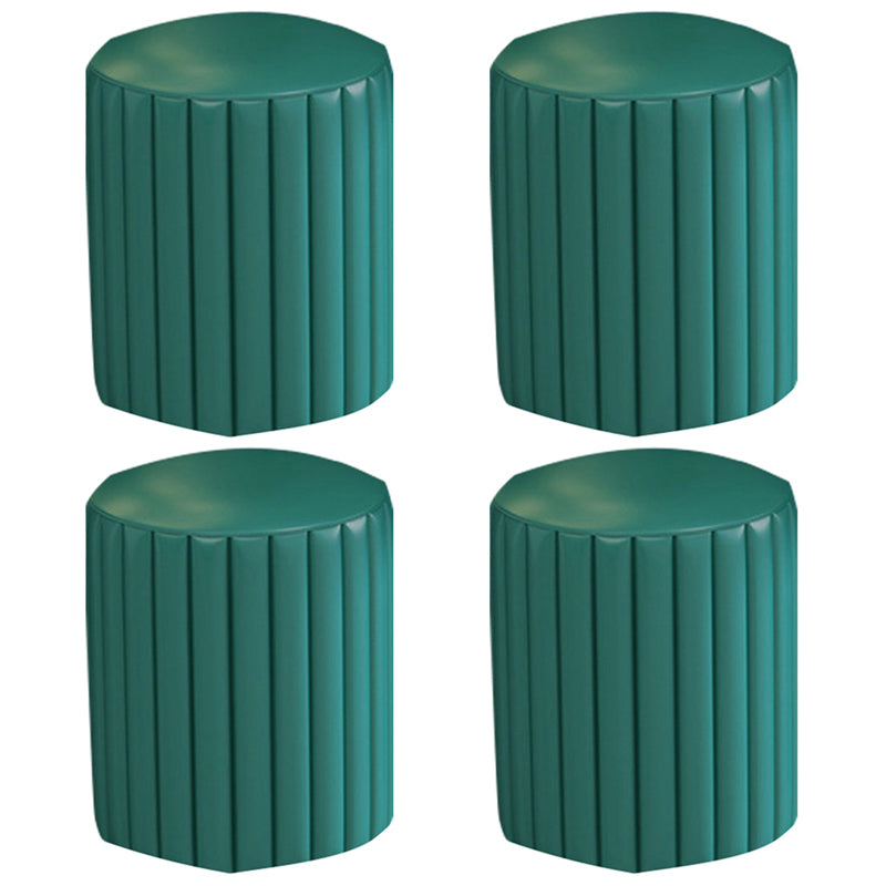 Contemporary Pouf Ottoman Faux Leather Upholstered Solid Wood Frame Round Ottoman 13"L x 13"W x 14"H Blackish Green 4 Piece Set Clearhalo 'furn' 'furn_ottomans_poufs' 'Furniture' 'Living Room Furniture' 'Ottomans & Poufs' 'ottomans_poufs' 5771480