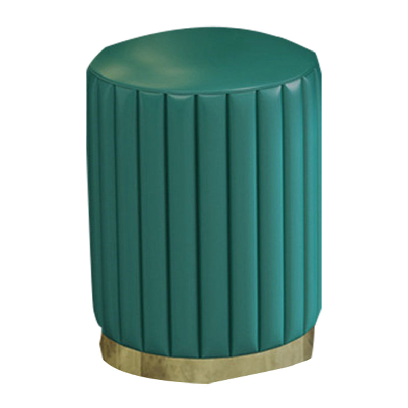 Contemporary Pouf Ottoman Faux Leather Upholstered Solid Wood Frame Round Ottoman 13"L x 13"W x 15"H Blackish Green 1 Piece Clearhalo 'furn' 'furn_ottomans_poufs' 'Furniture' 'Living Room Furniture' 'Ottomans & Poufs' 'ottomans_poufs' 5771482