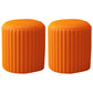 Contemporary Pouf Ottoman Faux Leather Upholstered Solid Wood Frame Round Ottoman 13"L x 13"W x 14"H Orange 2 Piece Set Clearhalo 'furn' 'furn_ottomans_poufs' 'Furniture' 'Living Room Furniture' 'Ottomans & Poufs' 'ottomans_poufs' 5771501