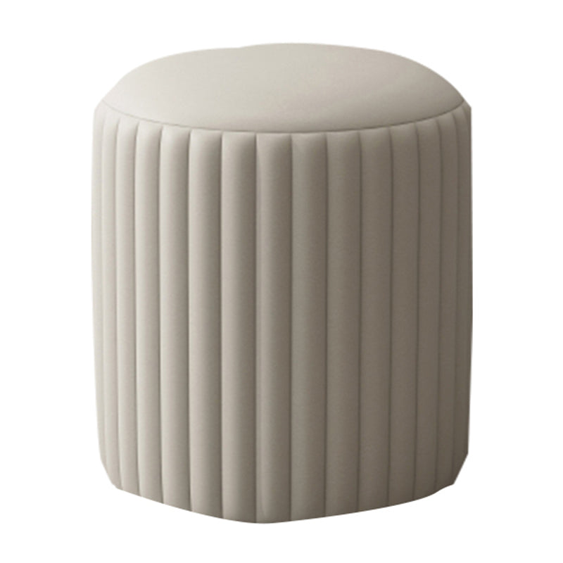 Contemporary Pouf Ottoman Faux Leather Upholstered Solid Wood Frame Round Ottoman 13"L x 13"W x 14"H Grey 1 Piece Clearhalo 'furn' 'furn_ottomans_poufs' 'Furniture' 'Living Room Furniture' 'Ottomans & Poufs' 'ottomans_poufs' 5771506