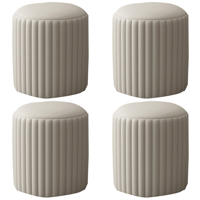 Contemporary Pouf Ottoman Faux Leather Upholstered Solid Wood Frame Round Ottoman 13"L x 13"W x 14"H Grey 4 Piece Set Clearhalo 'furn' 'furn_ottomans_poufs' 'Furniture' 'Living Room Furniture' 'Ottomans & Poufs' 'ottomans_poufs' 5771508