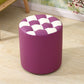 Ottoman Round Faux Leather Plaid Print Modern Tufted Tufted Ottoman