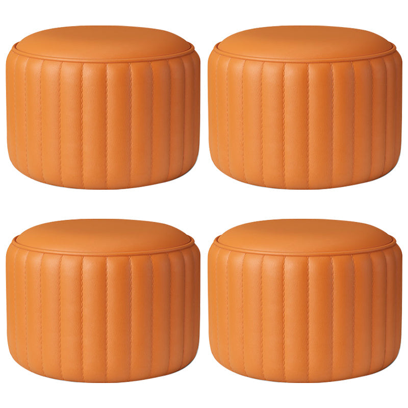 Eigentijdse vlakte Ottomaanse faux lederen ronde voetenbank poef