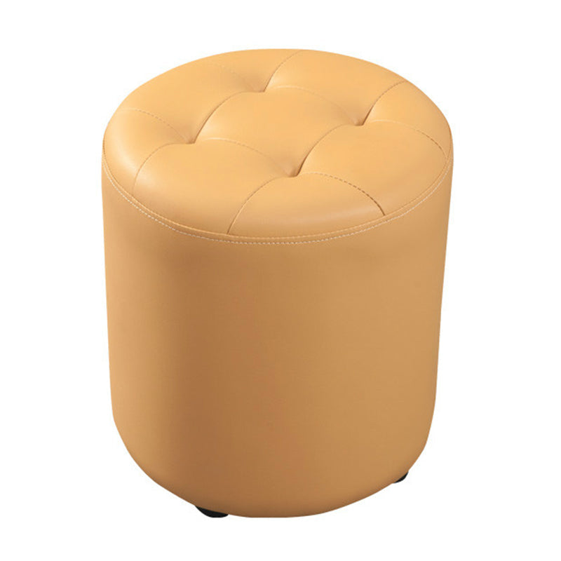 Pouf contemporain vert foncé pure couleur ronde cuir intérieur pouf