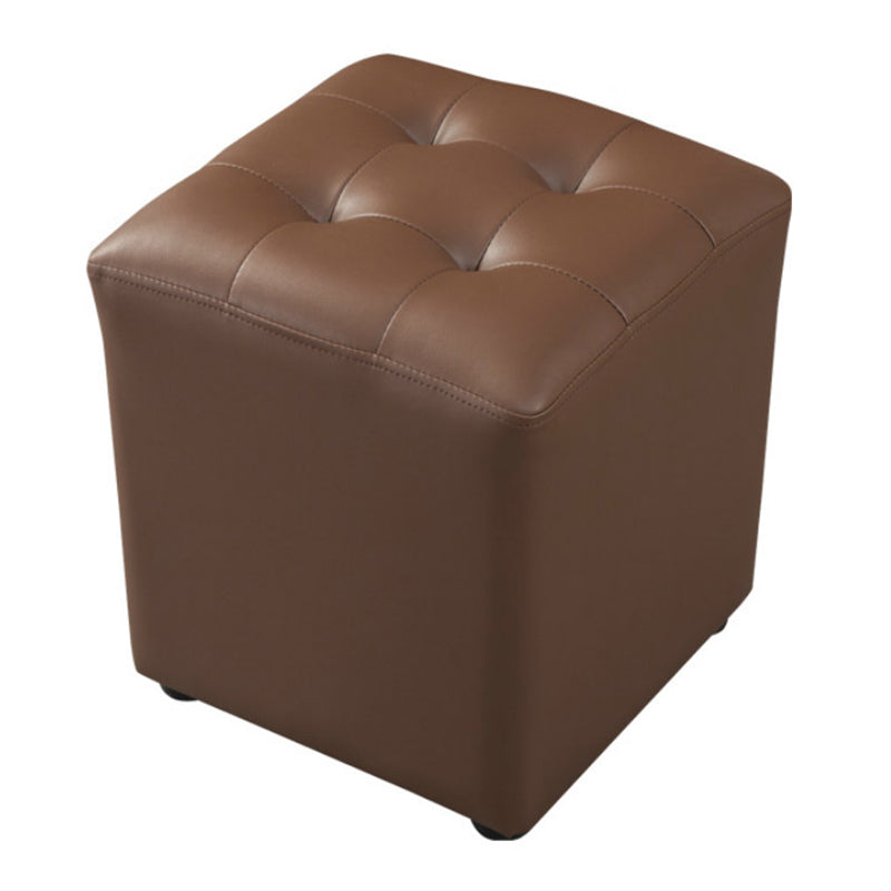 Pouf puro de color verde oscuro de color rojo de cuero redondo