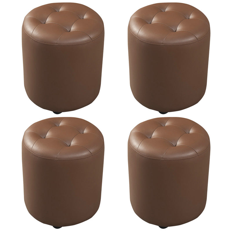 Pouf puro de color verde oscuro de color rojo de cuero redondo