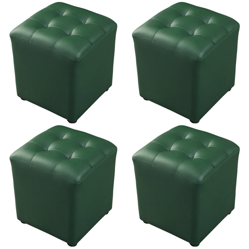 Pouf puro de color verde oscuro de color rojo de cuero redondo