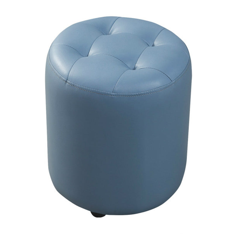 Pouf contemporain vert foncé pure couleur ronde cuir intérieur pouf