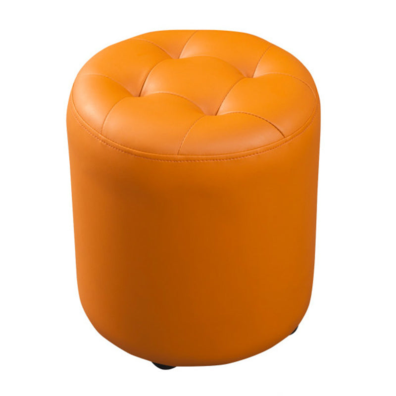 Pouf contemporain vert foncé pure couleur ronde cuir intérieur pouf