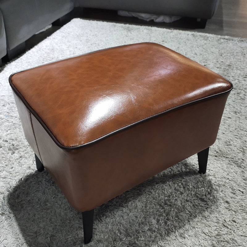 Contemporary Plain Pouf Ottoman Rectangle PU Leather Water Resistant Target Pouf Light Brown 1 Piece Clearhalo 'furn' 'furn_ottomans_poufs' 'Furniture' 'Living Room Furniture' 'Ottomans & Poufs' 'ottomans_poufs' 5771662