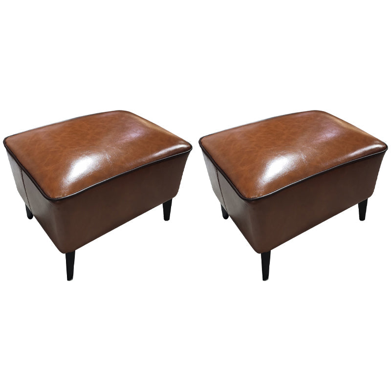 Contemporary Plain Pouf Ottoman Rectangle PU Leather Water Resistant Target Pouf Light Brown 2 Piece Set Clearhalo 'furn' 'furn_ottomans_poufs' 'Furniture' 'Living Room Furniture' 'Ottomans & Poufs' 'ottomans_poufs' 5771664