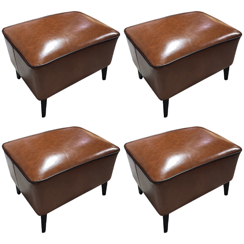 Contemporary Plain Pouf Ottoman Rectangle PU Leather Water Resistant Target Pouf Light Brown 4 Piece Set Clearhalo 'furn' 'furn_ottomans_poufs' 'Furniture' 'Living Room Furniture' 'Ottomans & Poufs' 'ottomans_poufs' 5771666