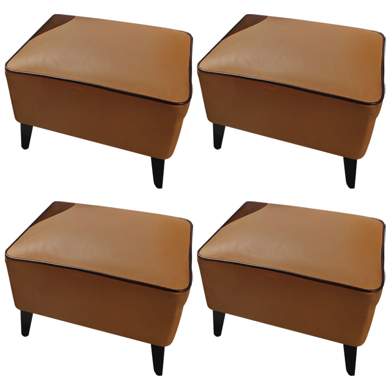 Contemporary Plain Pouf Ottoman Rectangle PU Leather Water Resistant Target Pouf Dark Orange 4 Piece Set Clearhalo 'furn' 'furn_ottomans_poufs' 'Furniture' 'Living Room Furniture' 'Ottomans & Poufs' 'ottomans_poufs' 5771672