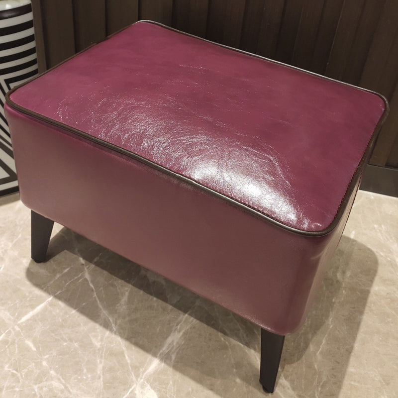 Contemporary Plain Pouf Ottoman Rectangle PU Leather Water Resistant Target Pouf Purple-Red 1 Piece Clearhalo 'furn' 'furn_ottomans_poufs' 'Furniture' 'Living Room Furniture' 'Ottomans & Poufs' 'ottomans_poufs' 5771674