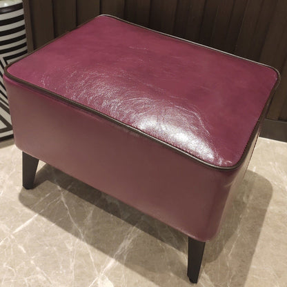 Contemporary Plain Pouf Ottoman Rectangle PU Leather Water Resistant Target Pouf Purple-Red 1 Piece Clearhalo 'furn' 'furn_ottomans_poufs' 'Furniture' 'Living Room Furniture' 'Ottomans & Poufs' 'ottomans_poufs' 5771674
