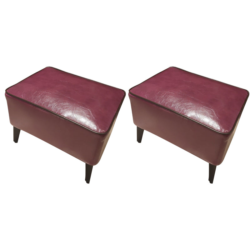 Contemporary Plain Pouf Ottoman Rectangle PU Leather Water Resistant Target Pouf Purple-Red 2 Piece Set Clearhalo 'furn' 'furn_ottomans_poufs' 'Furniture' 'Living Room Furniture' 'Ottomans & Poufs' 'ottomans_poufs' 5771675