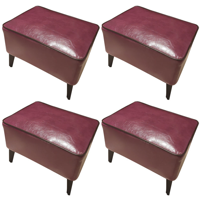 Contemporary Plain Pouf Ottoman Rectangle PU Leather Water Resistant Target Pouf Purple-Red 4 Piece Set Clearhalo 'furn' 'furn_ottomans_poufs' 'Furniture' 'Living Room Furniture' 'Ottomans & Poufs' 'ottomans_poufs' 5771677