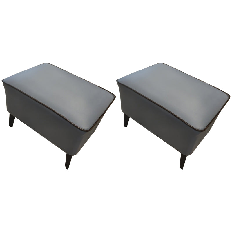 Contemporary Plain Pouf Ottoman Rectangle PU Leather Water Resistant Target Pouf Grey 2 Piece Set Clearhalo 'furn' 'furn_ottomans_poufs' 'Furniture' 'Living Room Furniture' 'Ottomans & Poufs' 'ottomans_poufs' 5771682