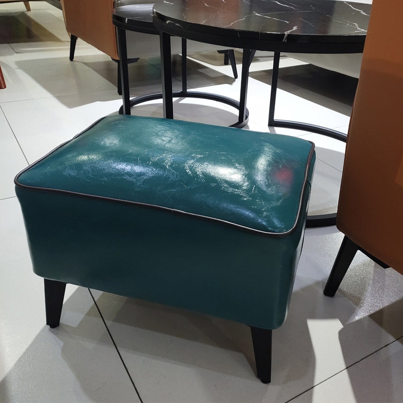 Contemporary Plain Pouf Ottoman Rectangle PU Leather Water Resistant Target Pouf Blackish Green 1 Piece Clearhalo 'furn' 'furn_ottomans_poufs' 'Furniture' 'Living Room Furniture' 'Ottomans & Poufs' 'ottomans_poufs' 5771687