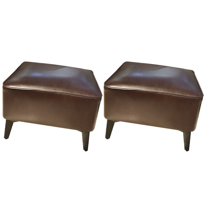 Contemporary Plain Pouf Ottoman Rectangle PU Leather Water Resistant Target Pouf Brown 2 Piece Set Clearhalo 'furn' 'furn_ottomans_poufs' 'Furniture' 'Living Room Furniture' 'Ottomans & Poufs' 'ottomans_poufs' 5771691